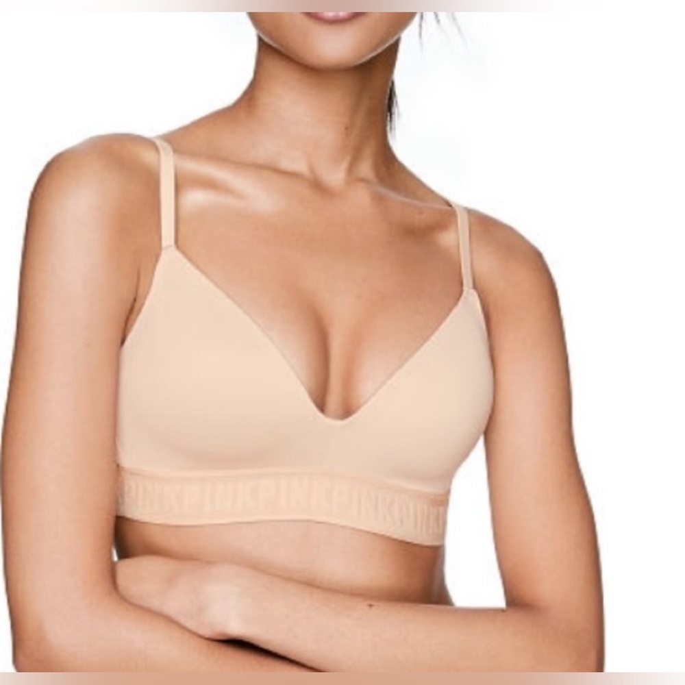 Victorias Secret PINK Wear Everywhere Wireless Lightly Lined bra 34DDD Nude